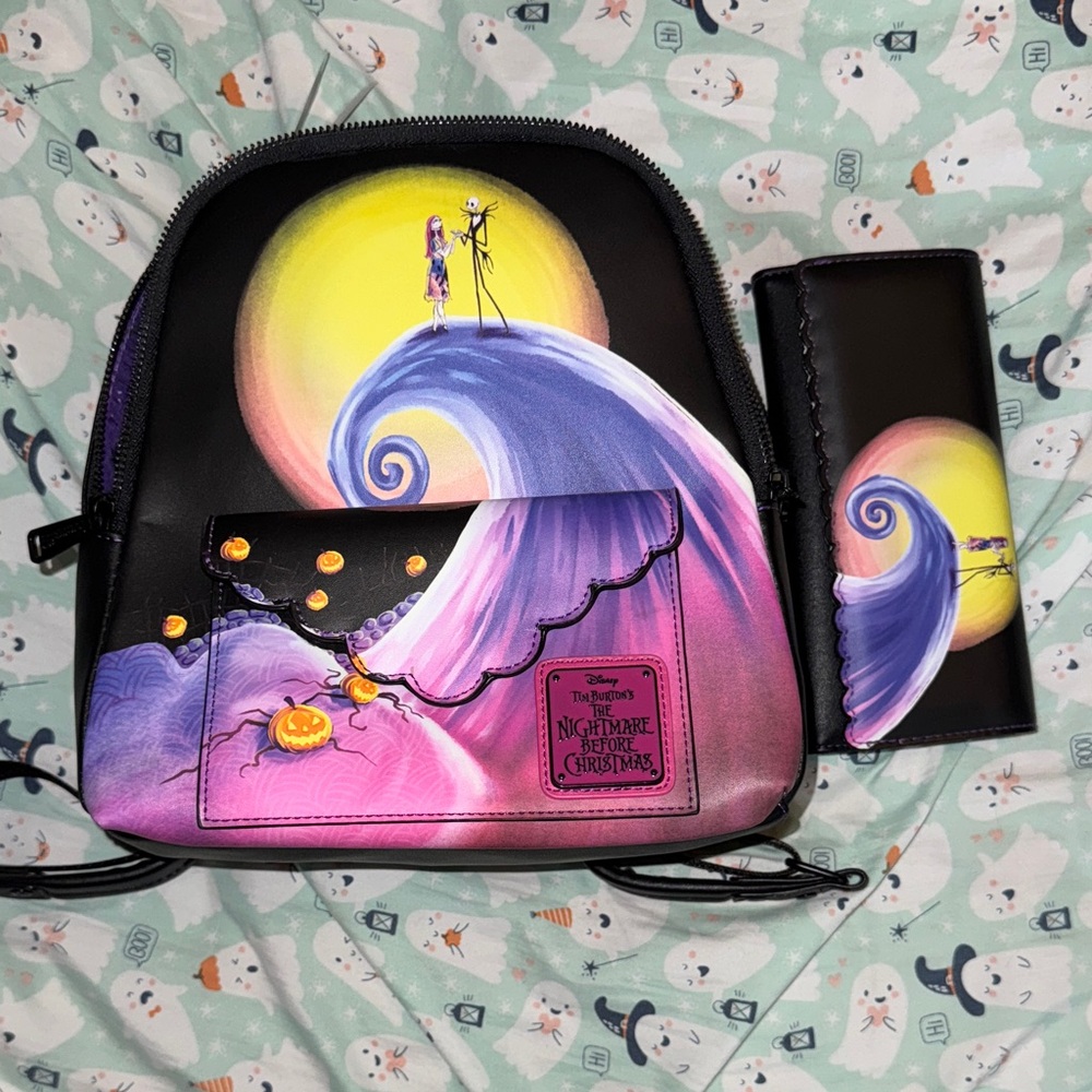 Loungefly Nightmare Before Christmas Backpack - Black, Purple, Yellow